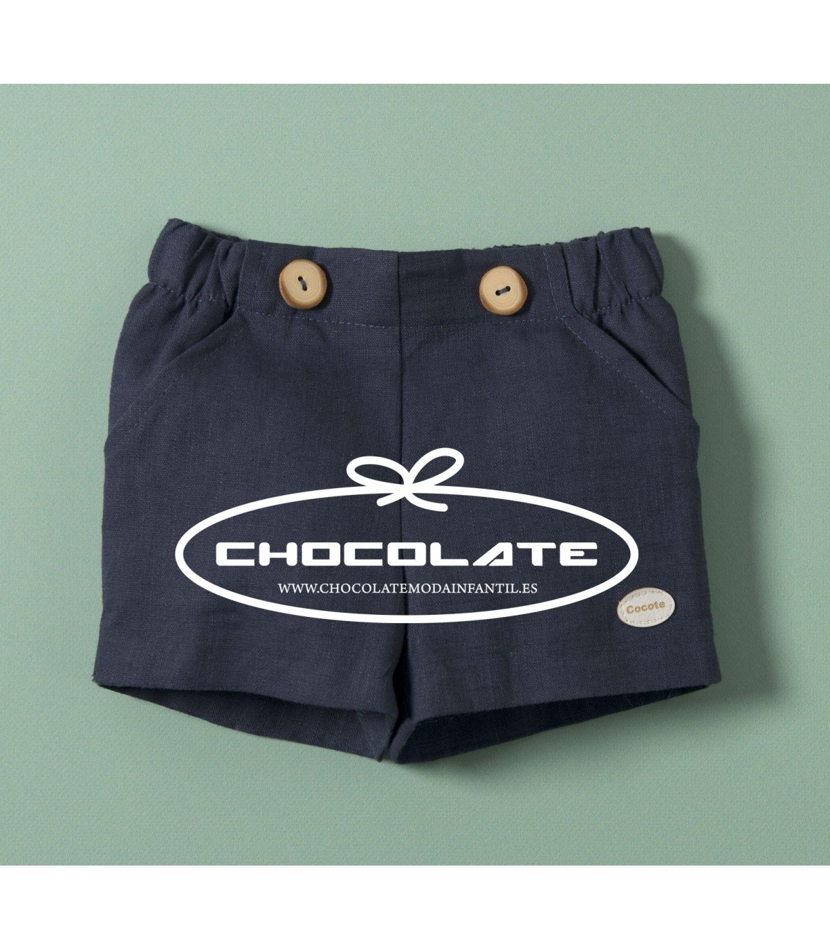 Pantalón corto tipo lino azul Cocote