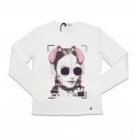 Camiseta blanca print chica orejas
