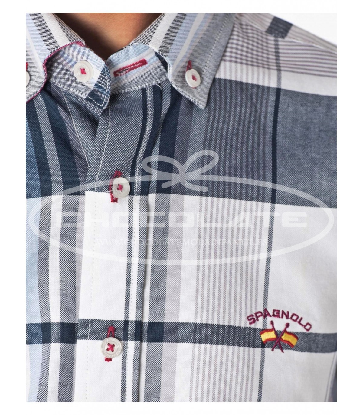 Camisa cuadros gris granate Spagnolo