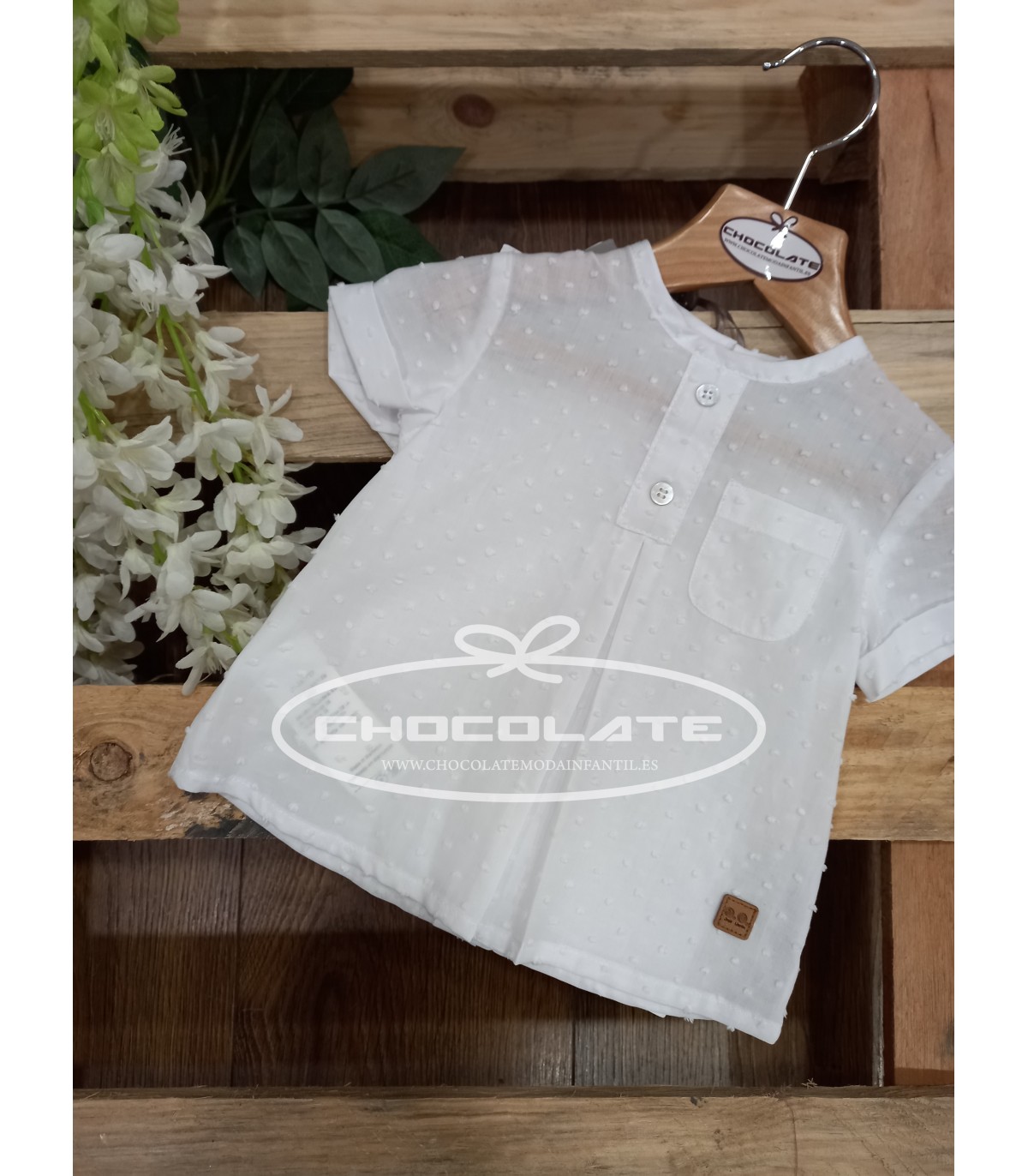 Camisa plumeti blanco manga corta de José Varón