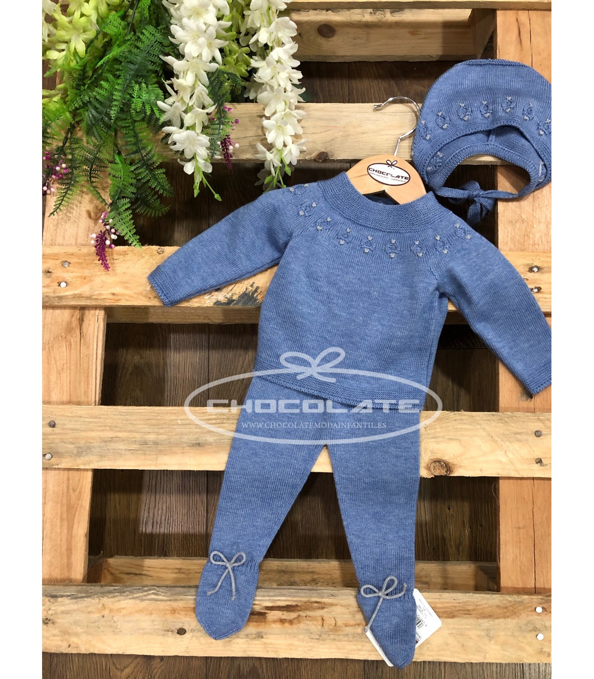 Conjunto azul de punto para bebé de Granlei