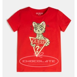 Camiseta roja tigre de Guess kids para niña