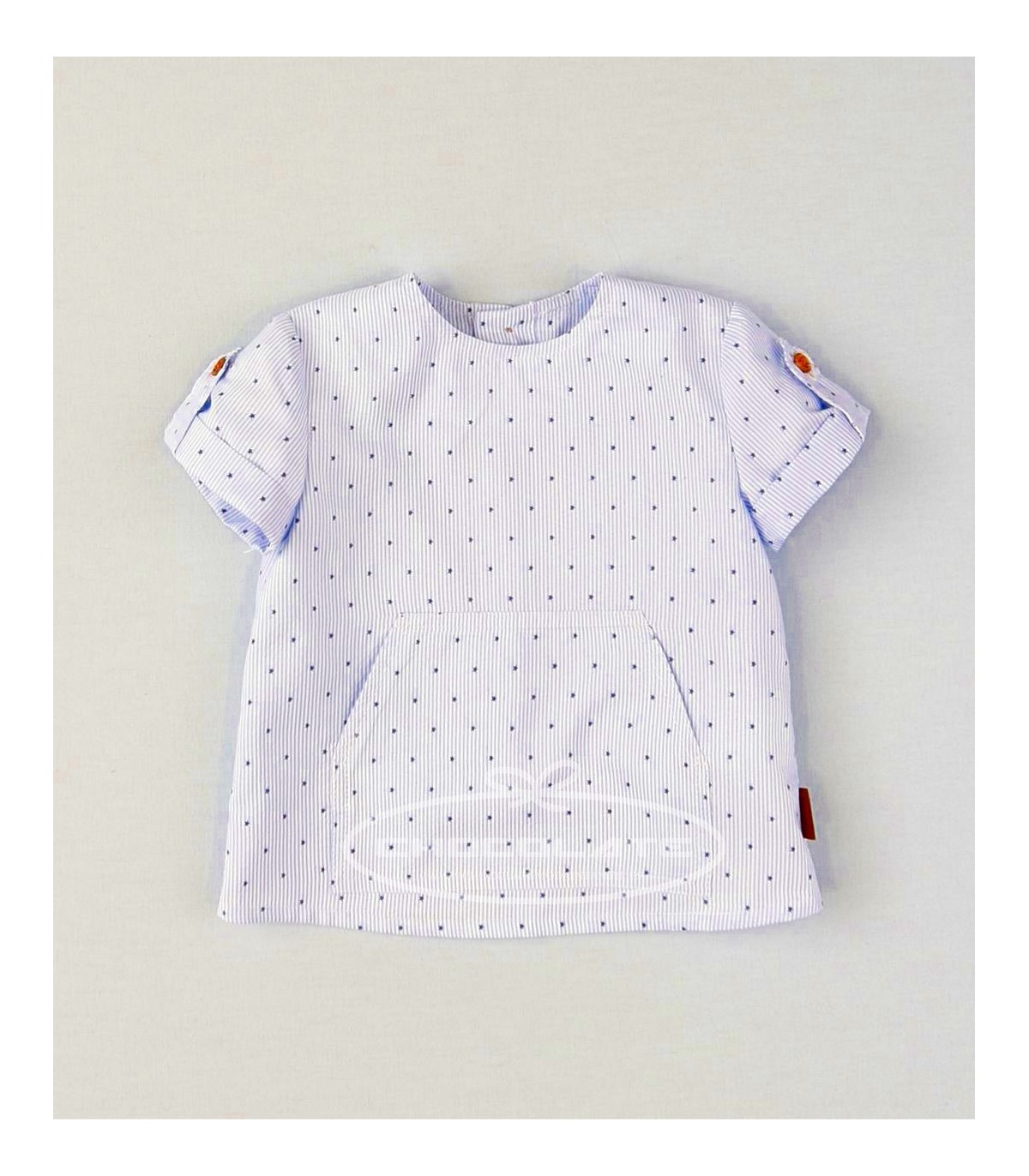 Camisa niño rayas azules y topos marinos Cocote