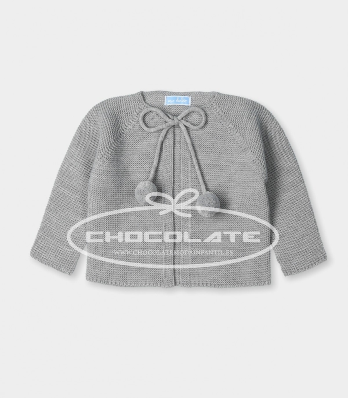 Chaqueta gris pompones de Mac ilusiòn | Chaqueta larga gris con pom...