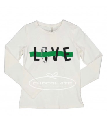 Camiseta blanca y verde para niña | Camiseta de manga larga para ni...