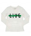 Camiseta blanca y verde para niña | Camiseta de manga larga para ni...