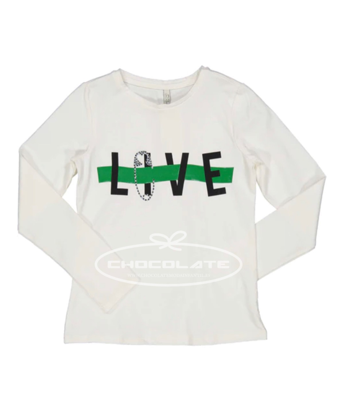 Camiseta blanca y verde para niña | Camiseta de manga larga para ni...