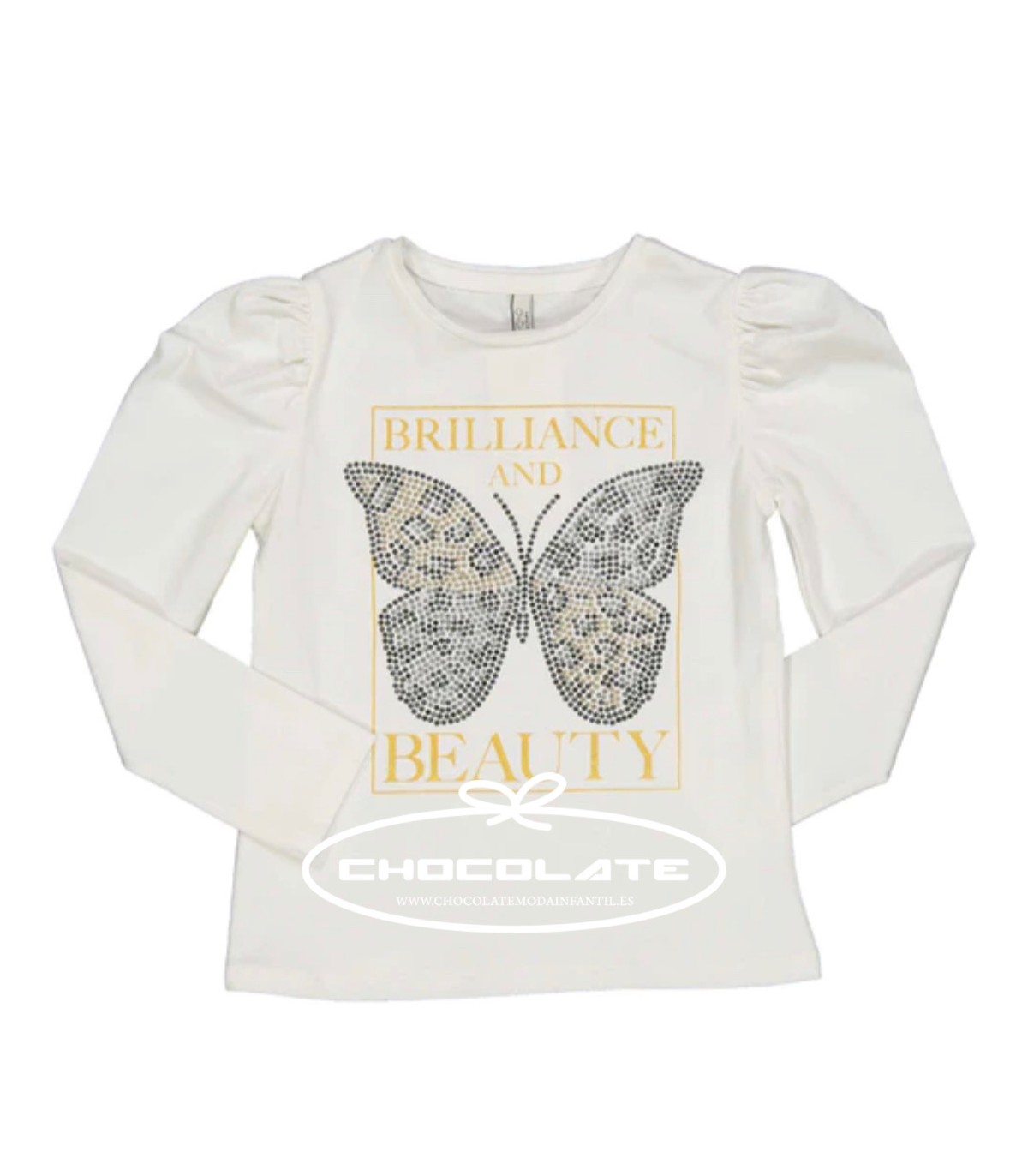Camiseta para niña en blanco con detalle de mariposa | Preciosa cam...