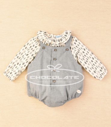 Peto azul con camisa plumas de Cocote para bebé niño | Conjunto par...