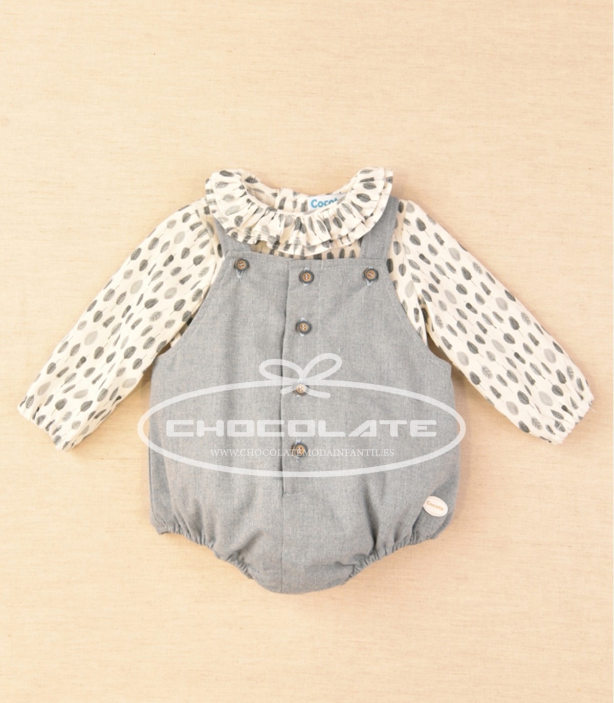 Peto azul con camisa plumas de Cocote para bebé niño | Conjunto par...