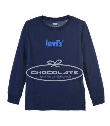 Camiseta Levis azul marino logo azulón manga larga | Camiseta de ma...