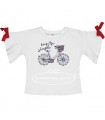 Camiseta blanca para niña dibujo bicicleta