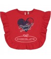 Camiseta roja para niña con volantes | Camiseta con volantes para n...