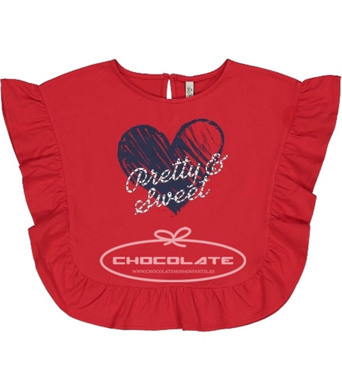 Camiseta roja para niña con volantes | Camiseta con volantes para n...