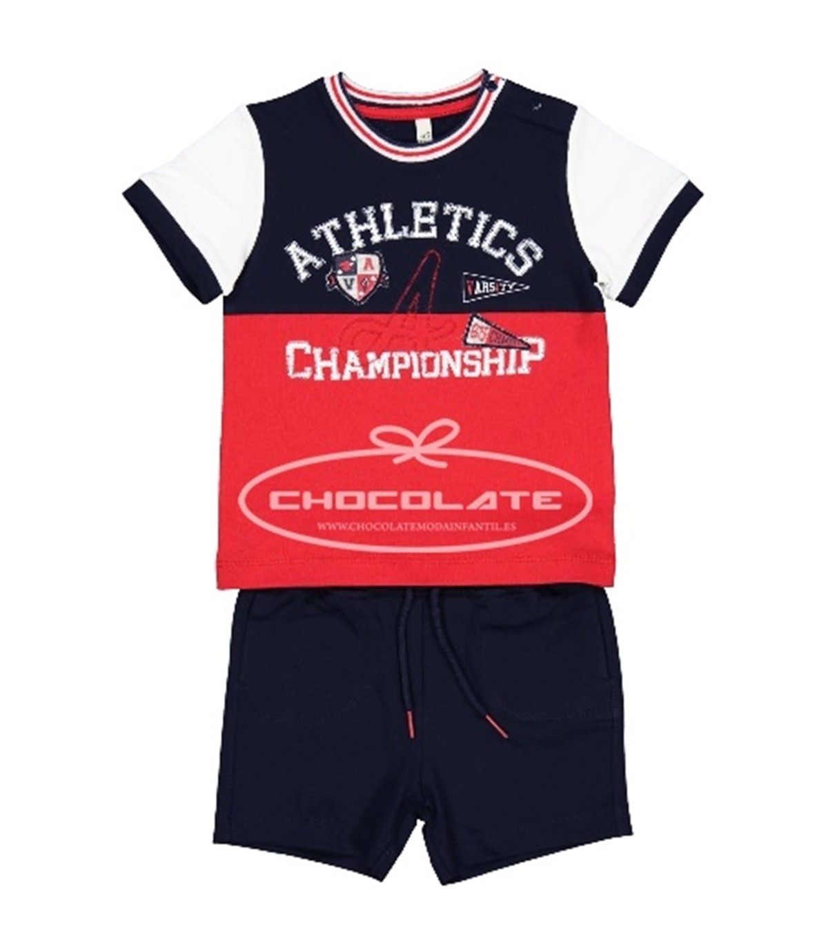 Conjunto bebé niño de camiseta y bermuda algodón azul marino | Conj...