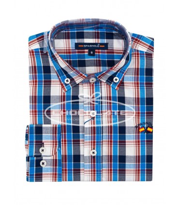 Camisa niño cuadros azules de Spagnolo | La camisa niño cuadros azu...