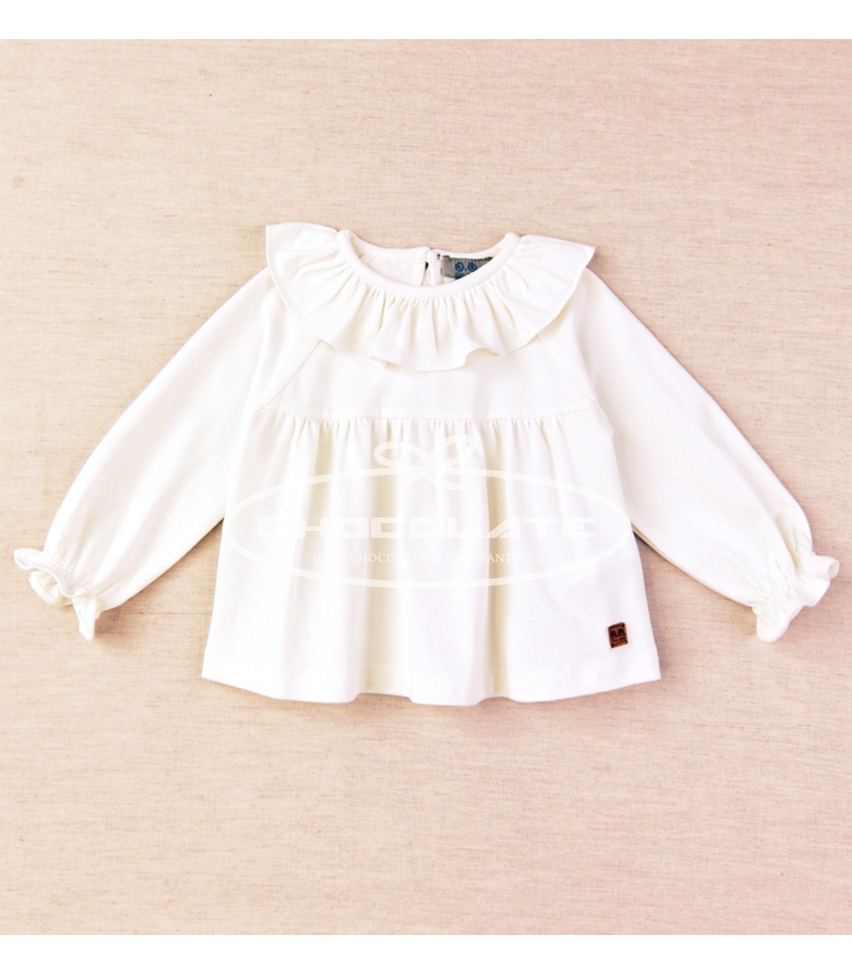 Camiseta blanca cuello volante de José Varón | Camisa blanca para b...