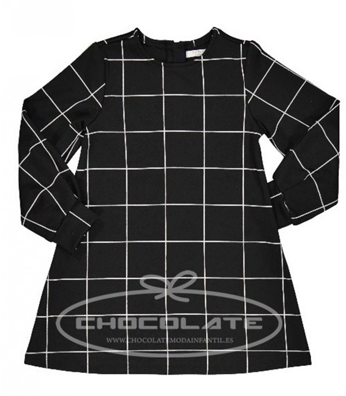 Vestido cuadros negros | El vestido para niña con corte trapecio en...