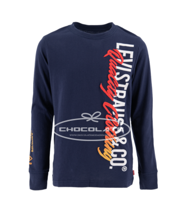 Camiseta Levis azul marino manga larga para niño | Camiseta de mang...