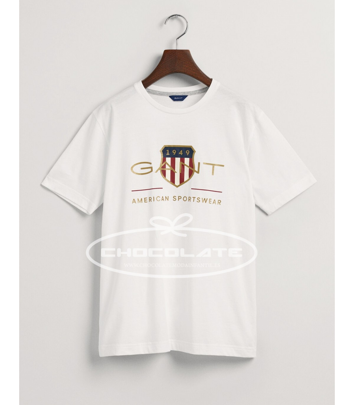 Camiseta blanca logo oro de Gant para niño