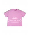 Camiseta rosa logo oro de Guess kids para niña