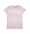 Camiseta rosa claro con logo blanco de Guess kids para niña