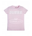 Camiseta rosa claro con logo blanco de Guess kids para niña | Camis...