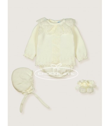 Conjunto punto de perlé beig de Mac ilusión para bebé | Precioso co...