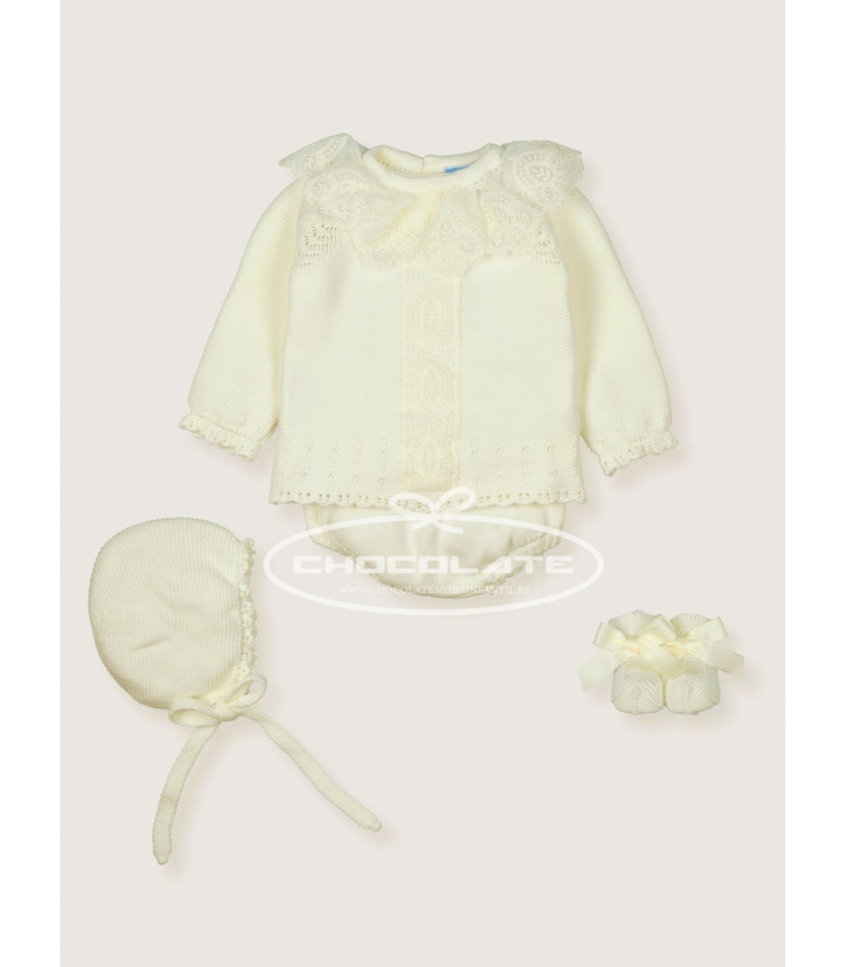 Conjunto punto de perlé beig de Mac ilusión para bebé | Precioso co...