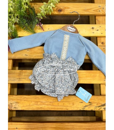 Conjunto jubón celeste y ranita flores de Granlei para bebé | Conju...