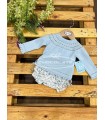 Conjunto para bebé de jersey azul y braguita flores