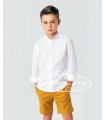 Camisa lino blanco Spagnolo | Camisa blanca para niño con cuello ma...