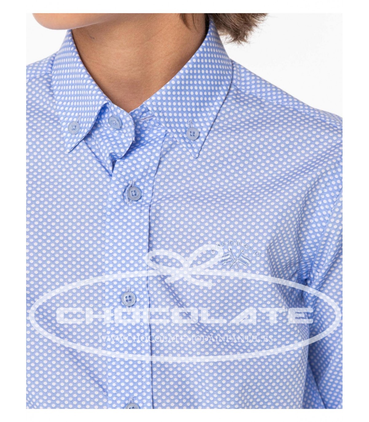 Camisa celeste con dibujo blanco de Spagnolo para niño | Camisa de ...