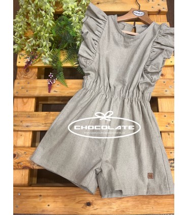 Mono corto de lino de la marca José Varón para niña | Mono corto de...