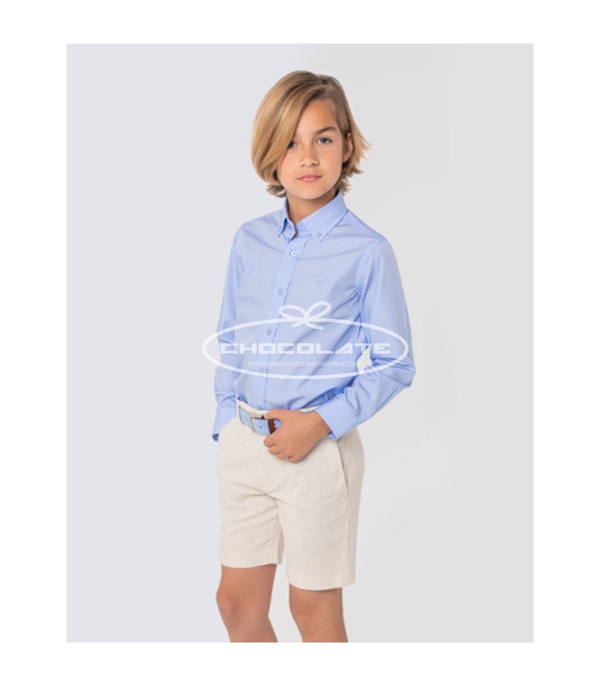 Camisa celeste con dibujo blanco de Spagnolo para niño | Camisa de ...