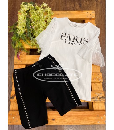 Leggin corto para niña con tachuelas en laterales | Leggin corto co...