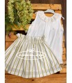 Falda blanca rayas amarillas | Falda para niña en una fina tela con...