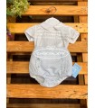 Conjunto camisa y ranita topos celestes para bebé niño