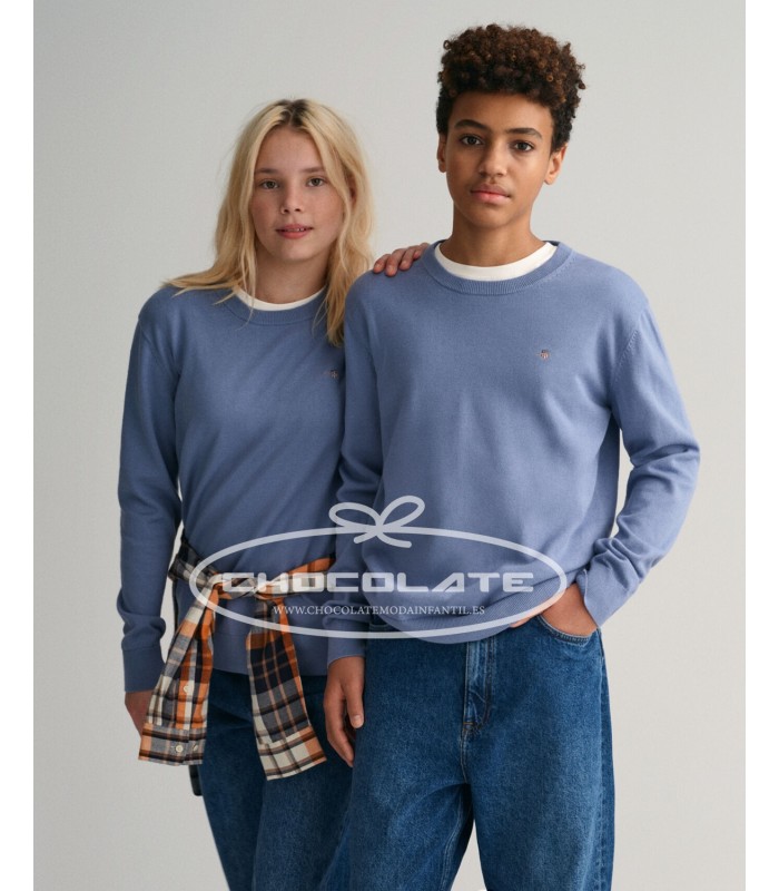 Jersey de Gant con cuello redondo en color azul | Este jersey de Ga...