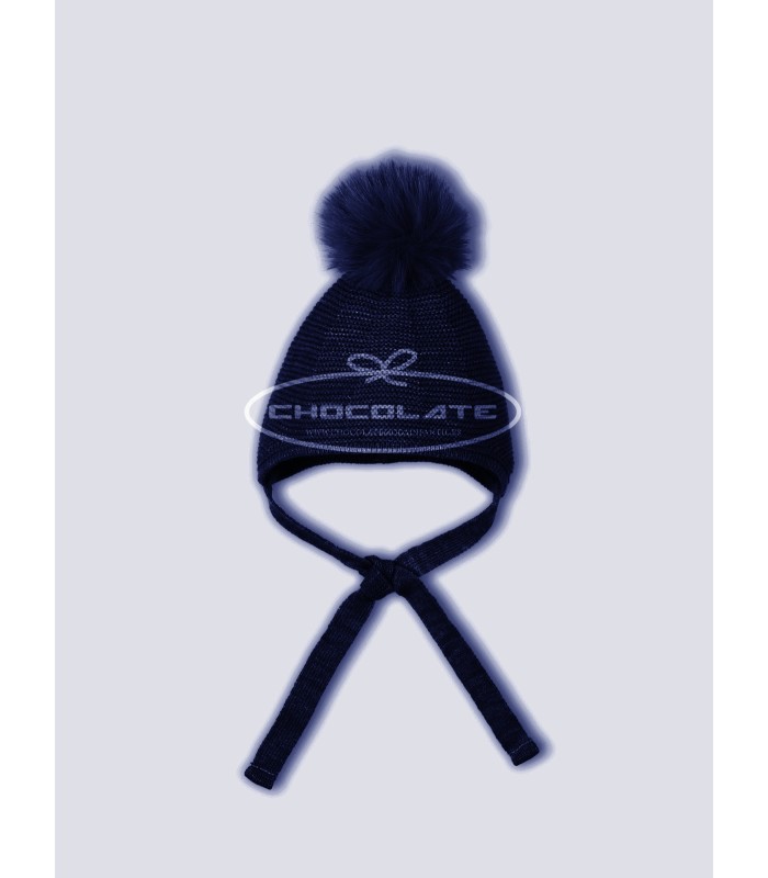 Gorro azul marino con pompón pelo natural de Mac ilusión | Precioso...