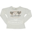 Camiseta beig para niña con motivo de corazones de Trybeyond