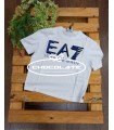 Camiseta blanca letras marino y azulo EA7 Emporio Armani