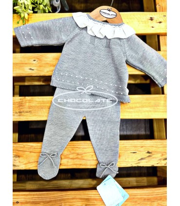 Conjunto de punto para bebé en color gris de la marca Granlei | Con...