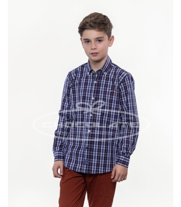 Camisa cuadros marino Spagnolo | Camisa para niño de tejido popelín...