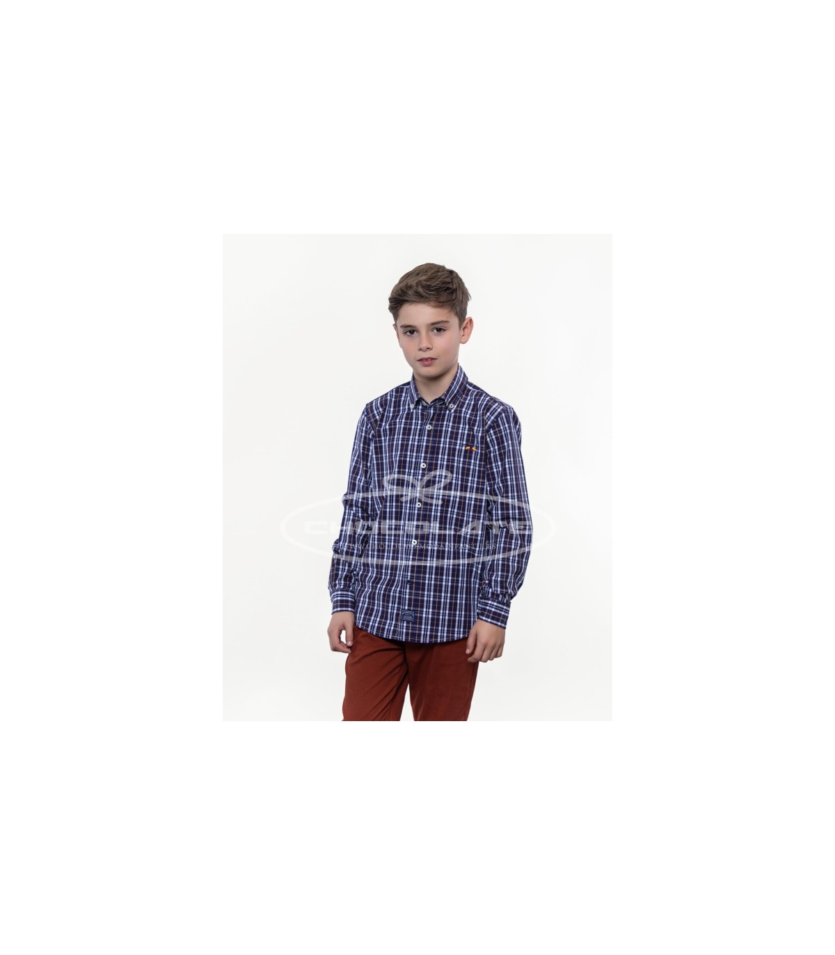 Camisa cuadros marino Spagnolo | Camisa para niño de tejido popelín...