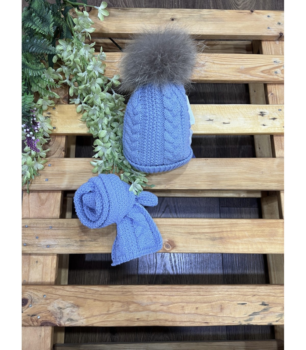 Conjunto de gorro pompón y bufanda azul azafata | Conjunto de gorro...