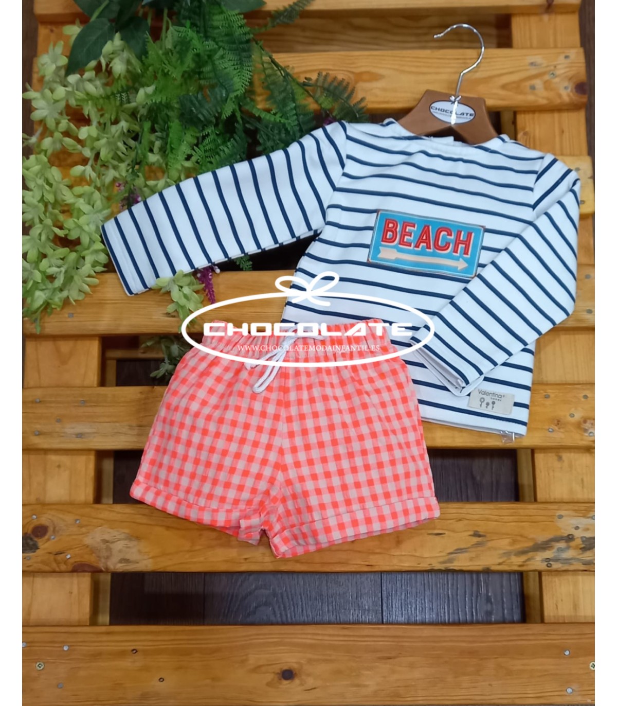 Conjunto niño sudadera y pantalón vichy fluor de Valentina bebés | ...