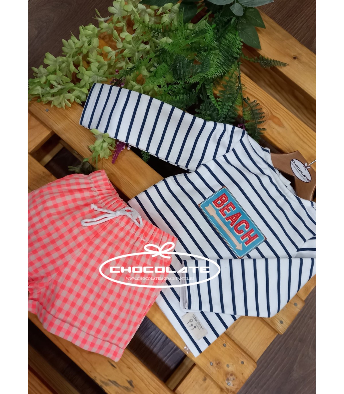 Conjunto niño sudadera y pantalón vichy fluor de Valentina bebés | ...