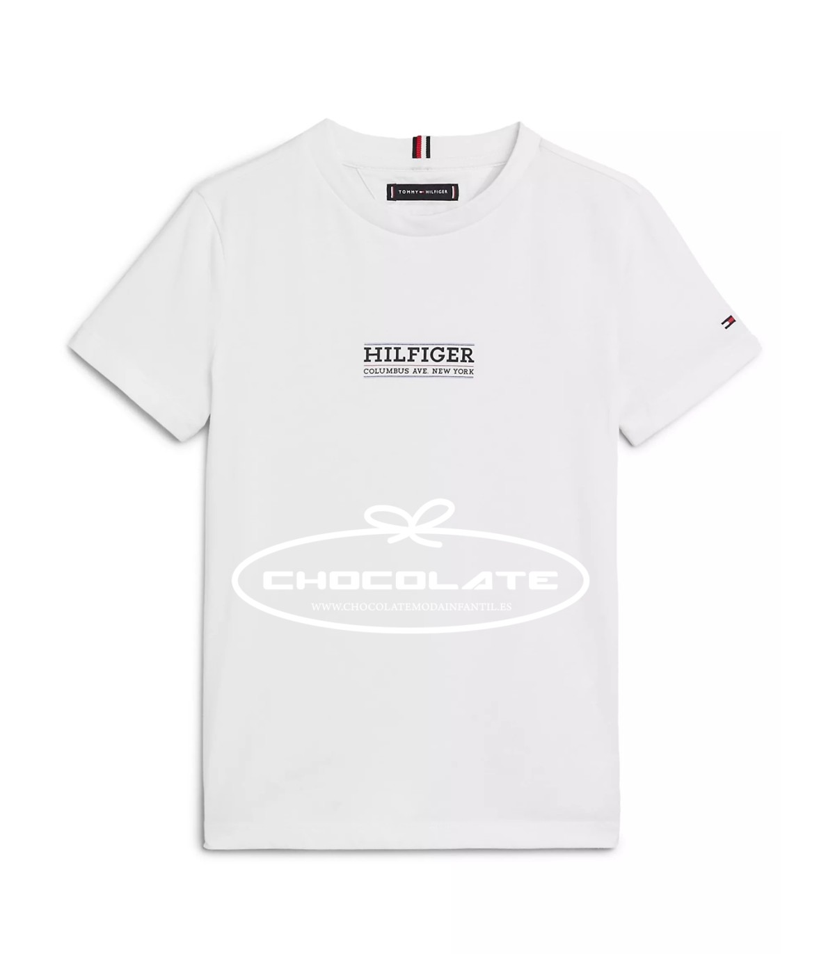 Camiseta blanca logo azul marino de Tommy Hilfiger para niño | Cami...