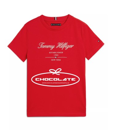 Camiseta roja logo blanco de Tommy Hilfiger para niño | Camiseta de...